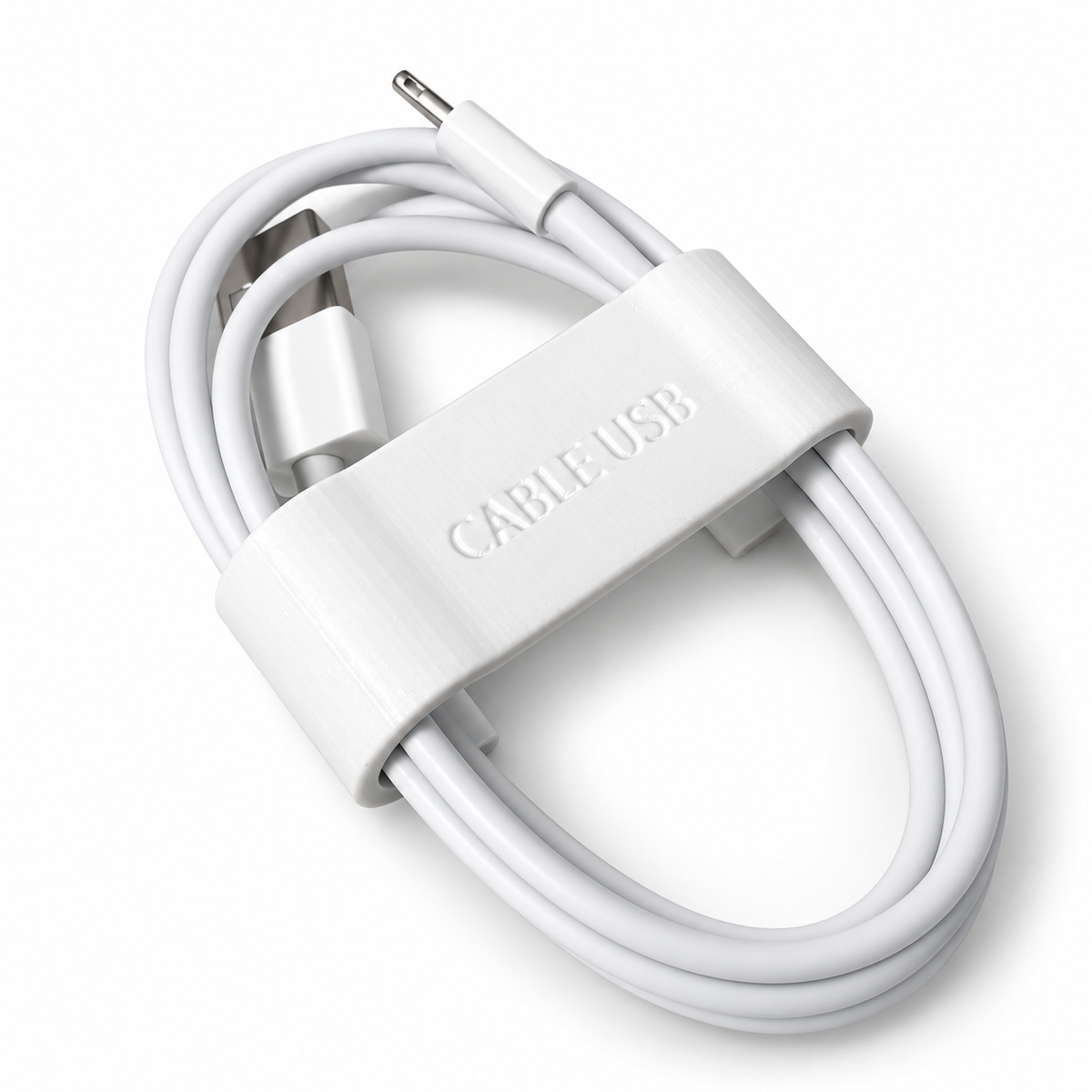 Cable Organizer 3 Pack in white with charging cable for demonstration